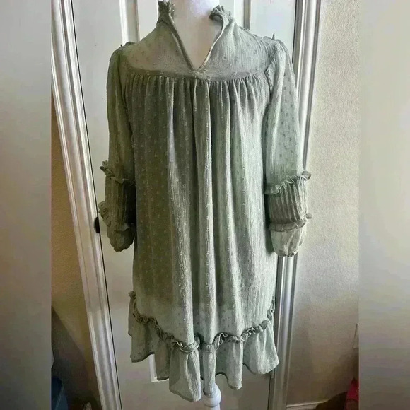 Zara kids sage green ruffled dress - Picture 7 of 7